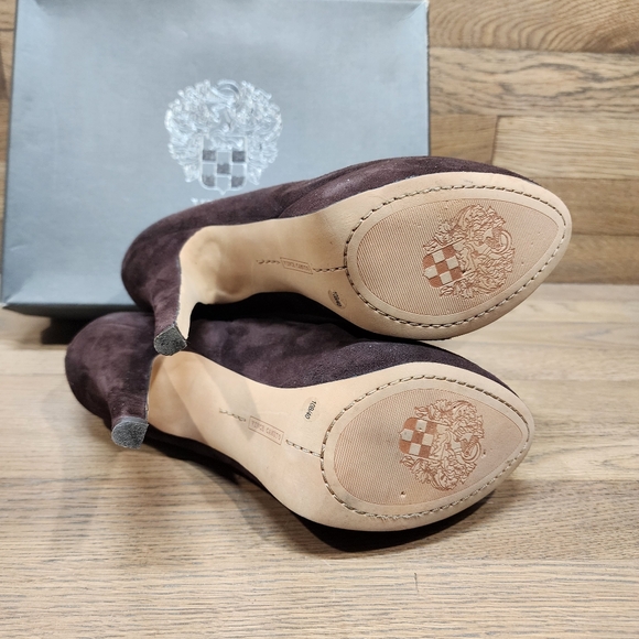 Vince Camuto Mac Peep Toe Suede Heeled Ankle Boot Brown Women's sz 10 - Picture 6 of 7